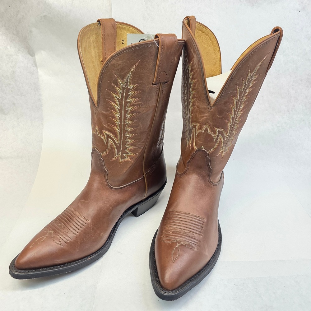 VTG Nocona Western Cowboy Boots Mens 11 EEE Brown, New Handcrafted Leather USA
